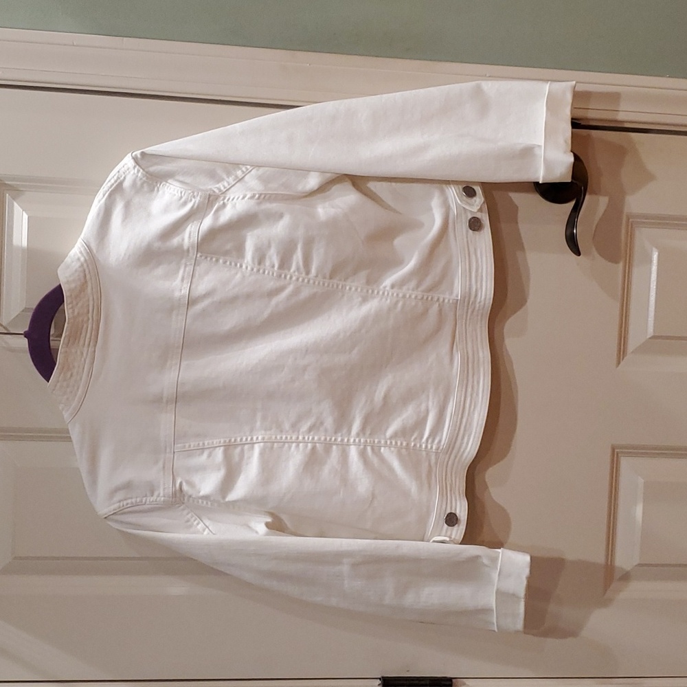 White denim bolero jacket.